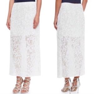 Theory ‘Delva’ Pleated Burnout White Maxi Skirt